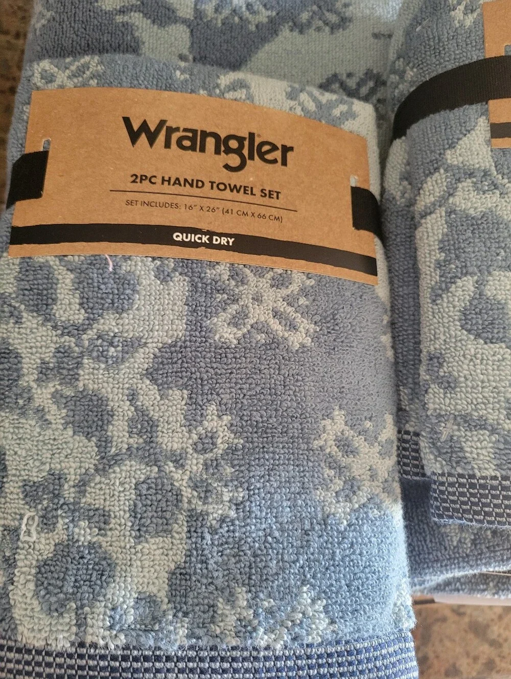 Wrangler‎ 2 Bath Towel And 2 Hand Towel Set Rodeo Patchwork Blue New With Tags